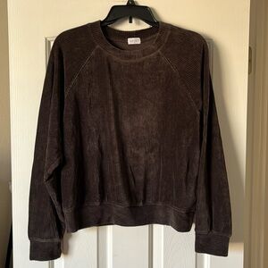 LESET EUC brown corduroy oversized sweatshirt size XS